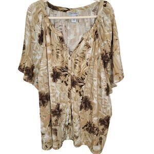 Catherines Womens Floral Top Stretch Pullover Plus Size 4X Comfort Going Out